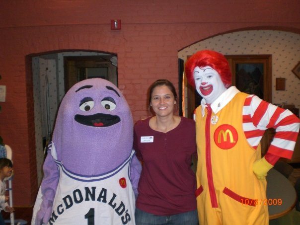 Tiffany with Ronald McDonald and Grimace